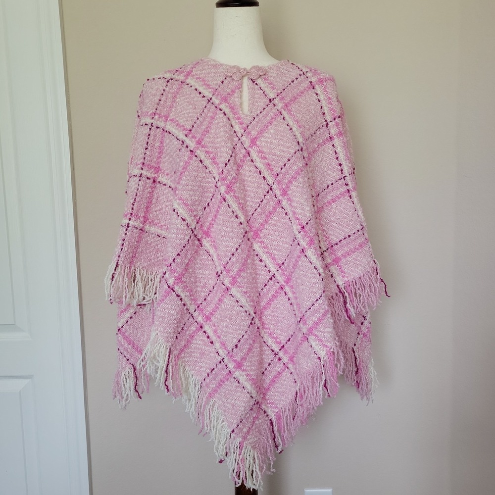 Boyne Valley Weavers Pink Wool Blend Shawl Cape One Size Poncho Ireland Cottage